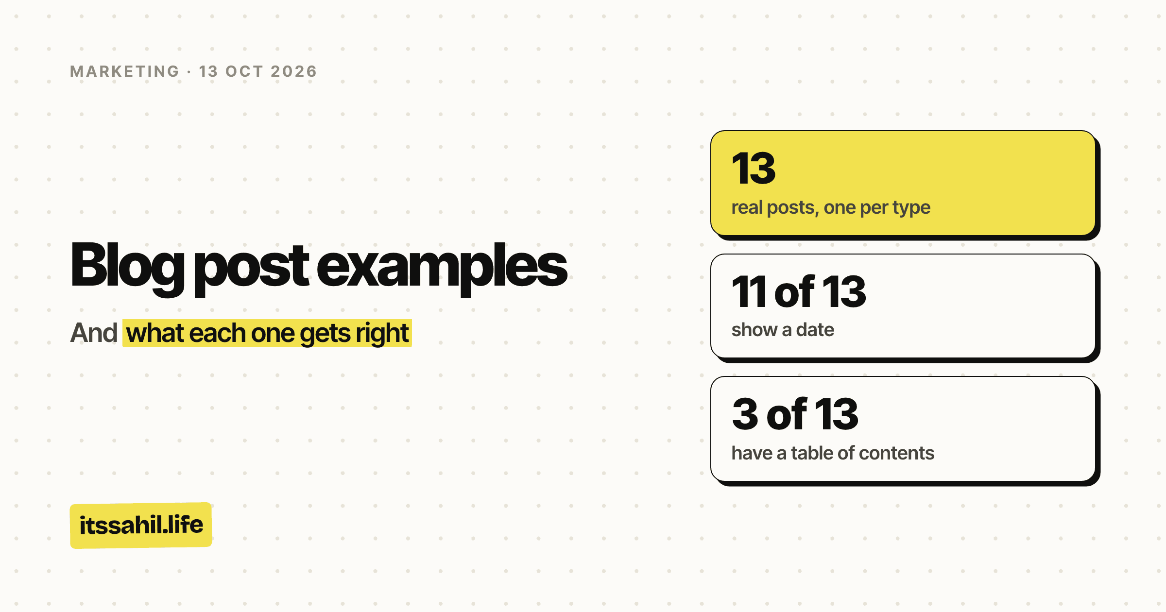 Cover for Blog post examples