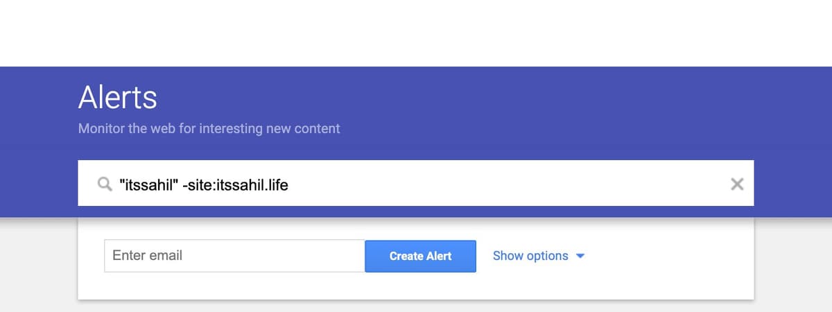 Google Alerts with the brand search typed in