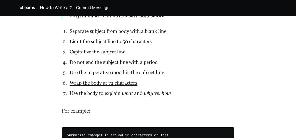 Chris Beams' How to Write a Git Commit Message