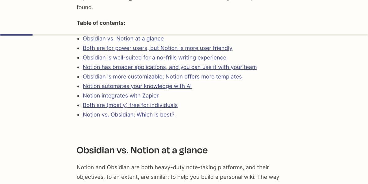 Zapier's Obsidian vs. Notion comparison