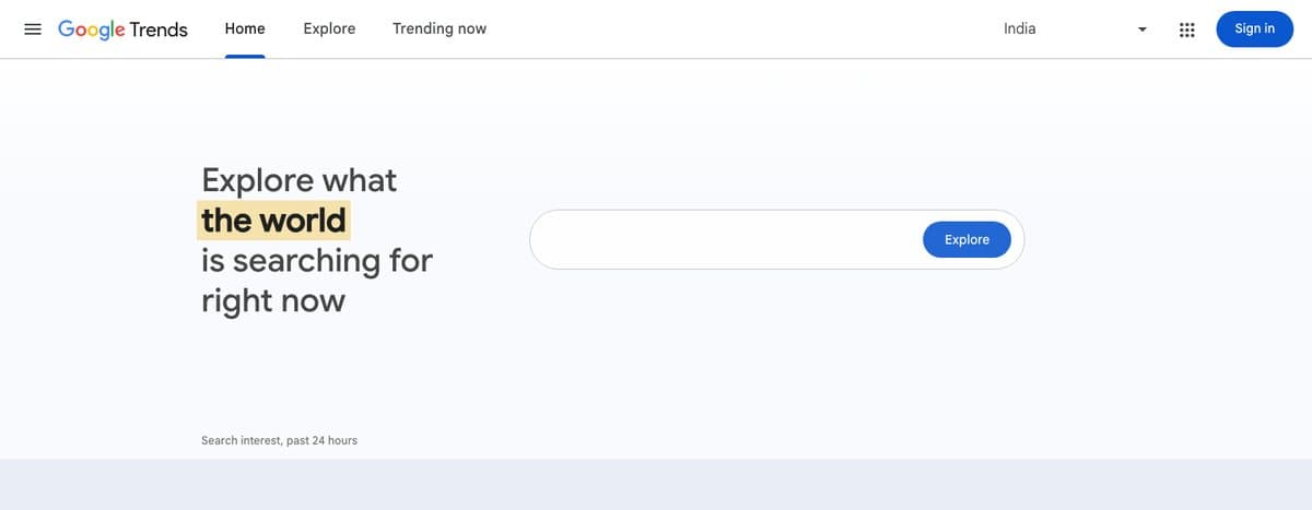 Google Trends homepage