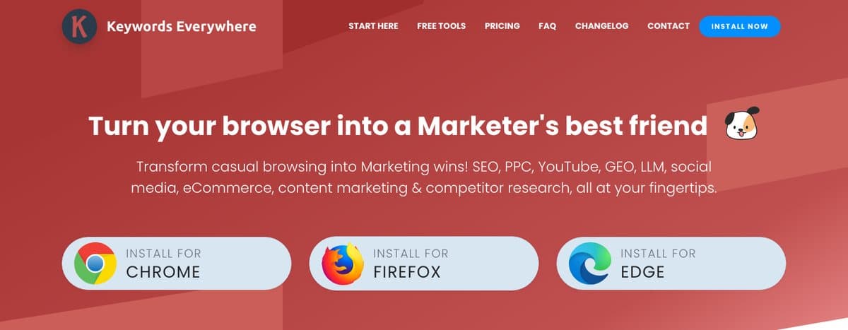 Keywords Everywhere homepage